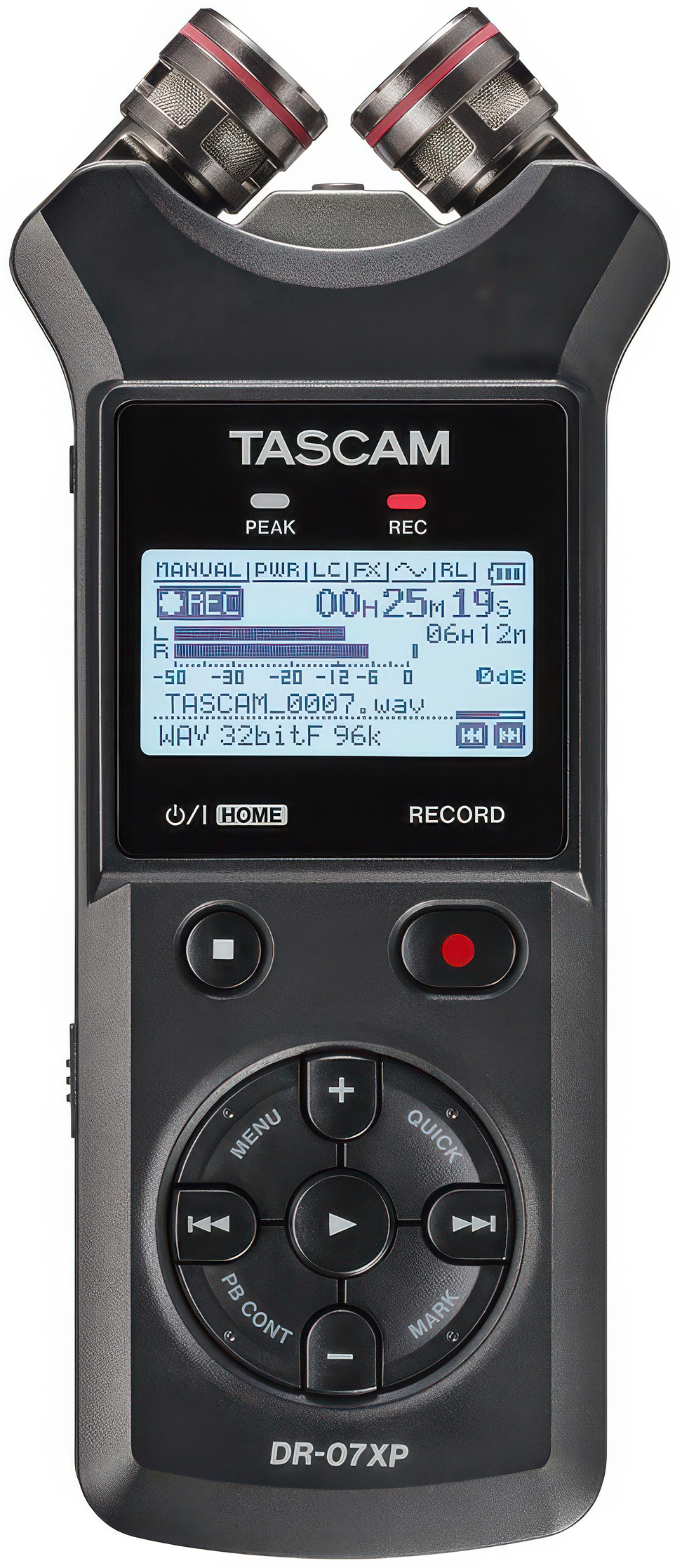 Tascam DR-07XP | Mics in XY configuration | Image courtesy Tascam